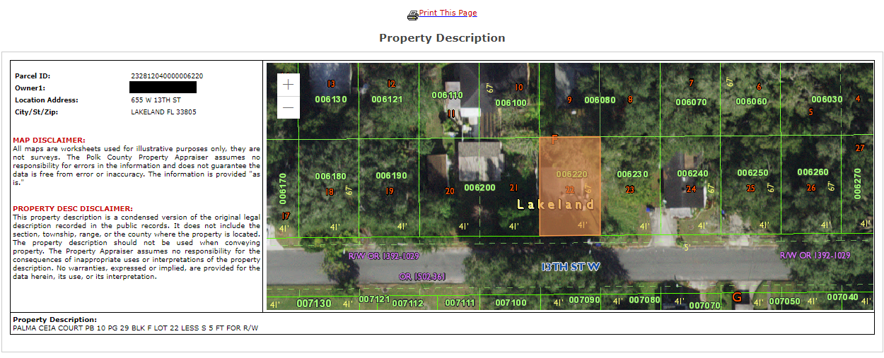 Example of Property Desc Report 