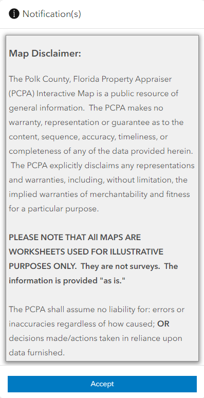 Mapping Site Disclaimer