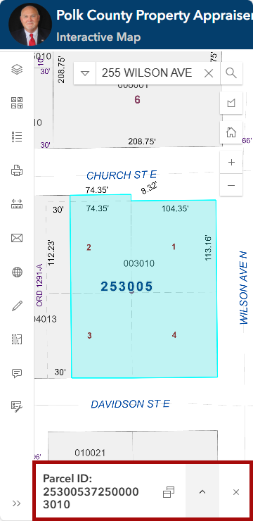 Mobile Version with Parcel Information docked and collapsed